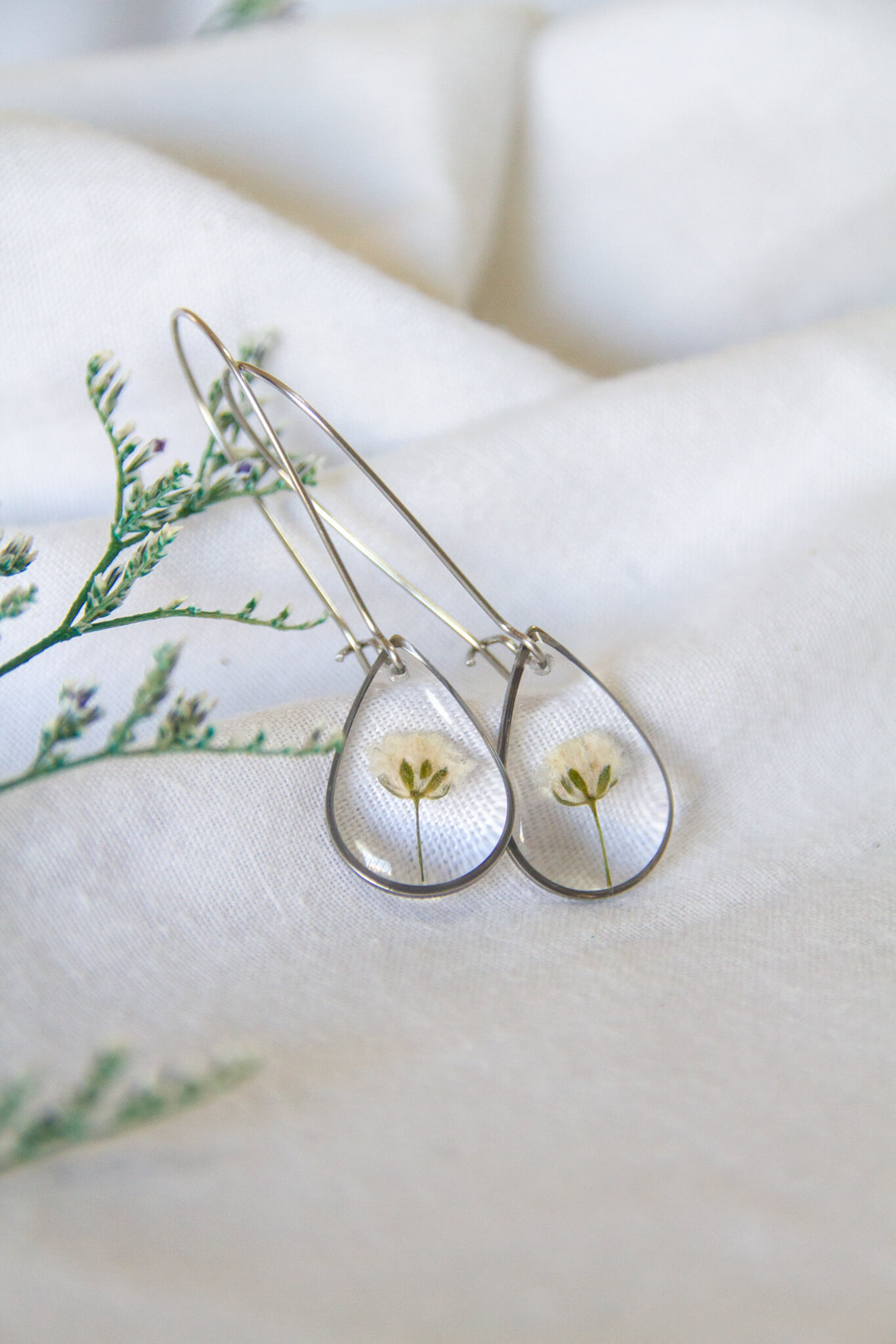 Botanical resin earrings - Gypsy stainless-steel earrings