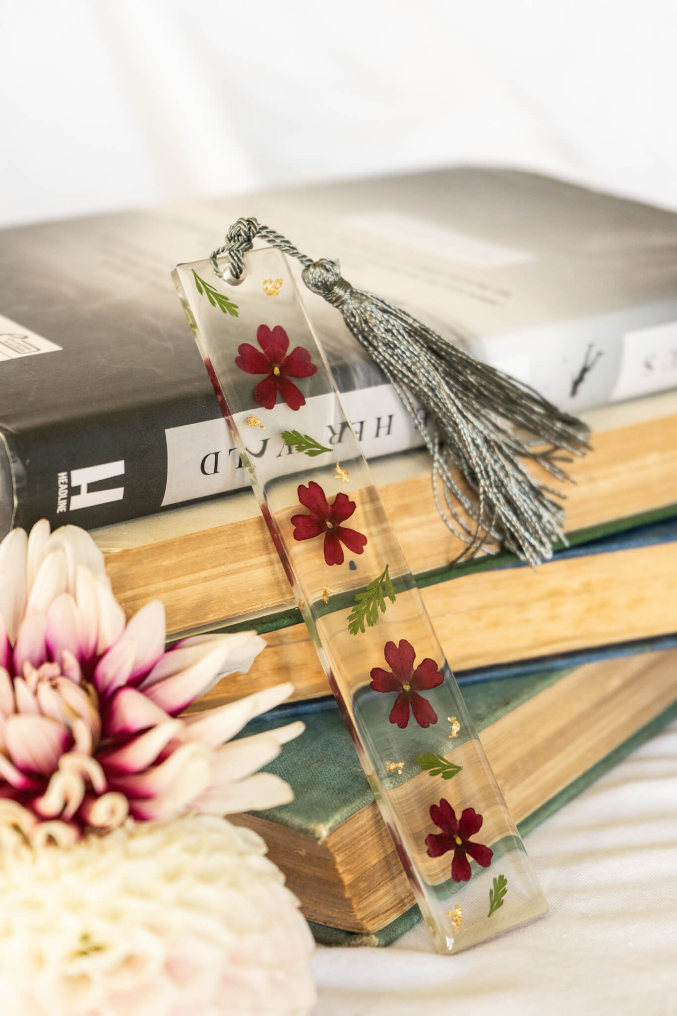 Botanical resin bookmark- Verbena bookmark